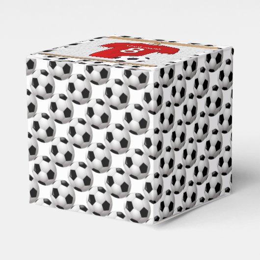 サッカーパーソナライズされた赤と白ジャージー フェイバーボックス (正面サイド)