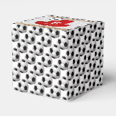 サッカーパーソナライズされた赤と白ジャージー フェイバーボックス (裏面サイド)