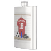 サッカーパーソナライズされた赤と白ジャージー フラスク (左)