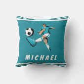 サッカーパーソナライズされた選手のグラクールフィックストライプの クッション (裏面)