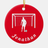 サッカーパーソナライズされた選手のゴアリー・キーパー セラミックオーナメント (正面)