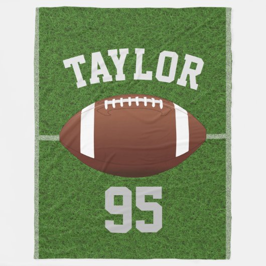 サッカーパーソナライズされた選手の名前と番号 フリースブランケット (正面)