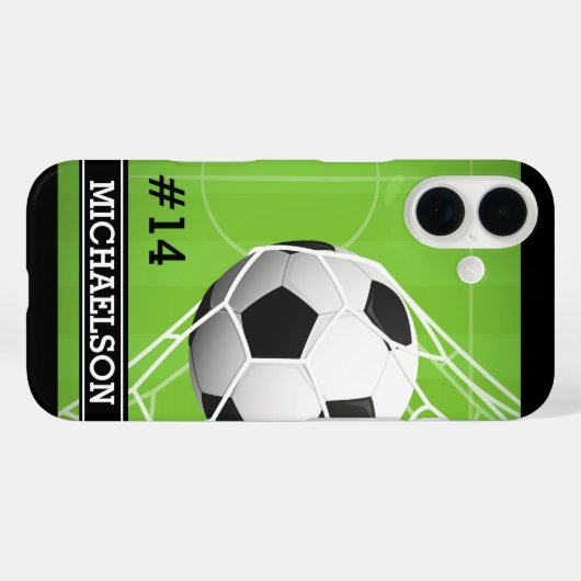 サッカーパーソナライズされた選手の名前と番号 Case-Mate iPhoneケース (裏面 (横))