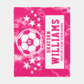 サッカーパーソナライズされた選手の名前ピンク絞り染め フリースブランケット (正面)