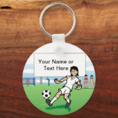 サッカーパーソナライズされた選手の若者 – 女性の漫画 キーホルダー (正面)