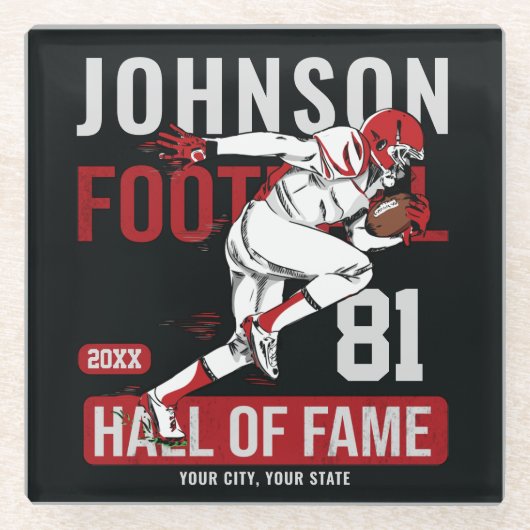 サッカーパーソナライズされた選手チーム番号スポーツ ガラスコースター (正面)