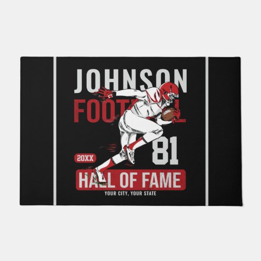 サッカーパーソナライズされた選手チーム番号スポーツ ドアマット (正面)