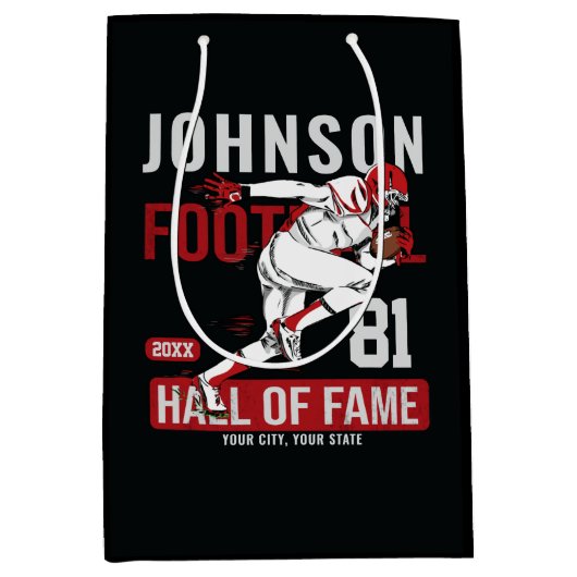 サッカーパーソナライズされた選手チーム番号スポーツ ミディアムペーパーバッグ (正面)