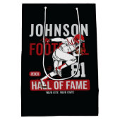 サッカーパーソナライズされた選手チーム番号スポーツ ミディアムペーパーバッグ (裏面)