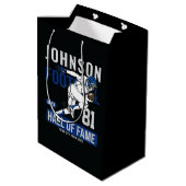 サッカーパーソナライズされた選手チーム番号スポーツ ミディアムペーパーバッグ (裏面アングル)