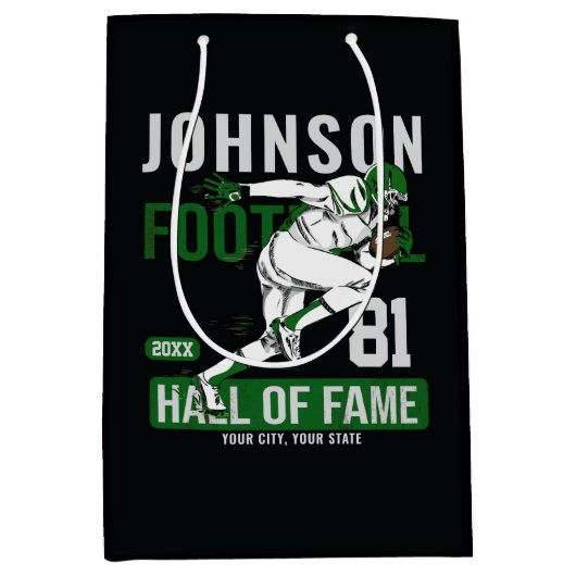 サッカーパーソナライズされた選手チーム番号スポーツ ミディアムペーパーバッグ (正面)