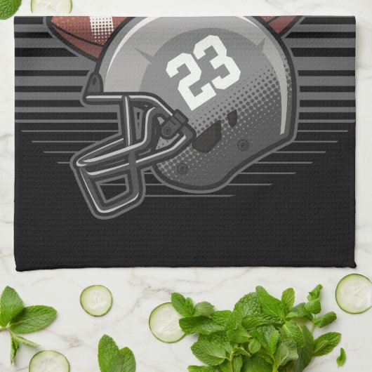 サッカーパーソナライズされた選手チーム番号ヘルメット キッチンタオル (折り畳み)