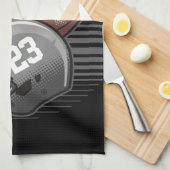 サッカーパーソナライズされた選手チーム番号ヘルメット キッチンタオル (四つ折り)