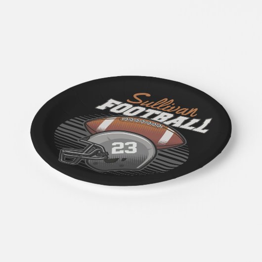 サッカーパーソナライズされた選手チーム番号ヘルメット ペーパープレート (アングル)