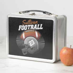サッカーパーソナライズされた選手チーム番号ヘルメット メタルランチボックス