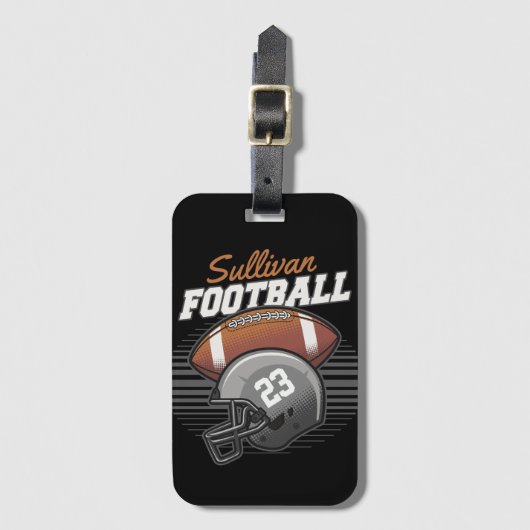 サッカーパーソナライズされた選手チーム番号ヘルメット ラゲッジタグ (正面縦)