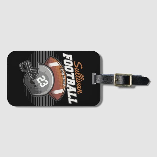 サッカーパーソナライズされた選手チーム番号ヘルメット ラゲッジタグ (正面横)