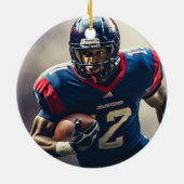 サッカーパーソナライズされた選手フォトハイスクール セラミックオーナメント (裏面)