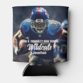 サッカーパーソナライズされた選手フォトハイスクール 缶クーラー (正面)