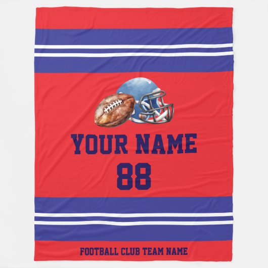 サッカーパーソナライズされた選手 フリースブランケット (正面)