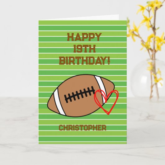 サッカーパーソナライズされた19誕生日 カード (黄色い花)