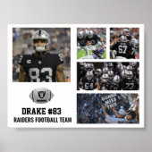 サッカーパーソナライズされた5フォトコラージュ名チーム ポスター (正面)