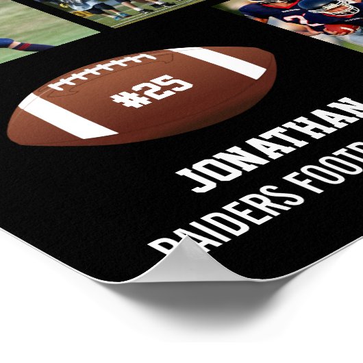 サッカーパーソナライズされた5フォトコラージュ名チーム# ポスター (角)