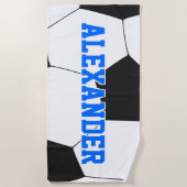 サッカーパーソナライズされた ビーチタオル (正面)