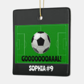 サッカーパーソナライズされた/フットボールゴール!名前チーム番号 セラミックオーナメント (左)