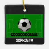 サッカーパーソナライズされた/フットボールゴール!名前チーム番号 セラミックオーナメント (正面)