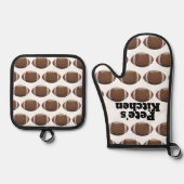 サッカーパーソナライズされた 鍋つかみ&鍋敷きセット (正面)