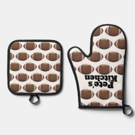 サッカーパーソナライズされた 鍋つかみ&鍋敷きセット