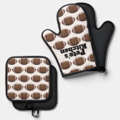 サッカーパーソナライズされた 鍋つかみ&鍋敷きセット (正面/裏面)