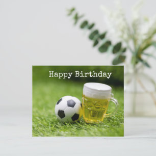 サッカーパーティーとビールの誕生日 カード