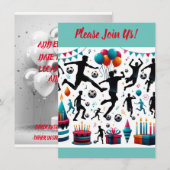 サッカーパーティーのお祝い:楽しいパーティーをキックオフしよう! 招待状 (正面/裏面)