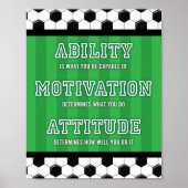 サッカーパーティーやる気を起こさせる引用文サインプリント ポスター (正面)