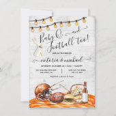 サッカーパーティーアットホームまたはテールゲートベビーQシャワー 招待状 (正面)