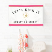 サッカーパーティーカスタムサイン金ゴールドピンクバナー 横断幕 (インサイチュ)