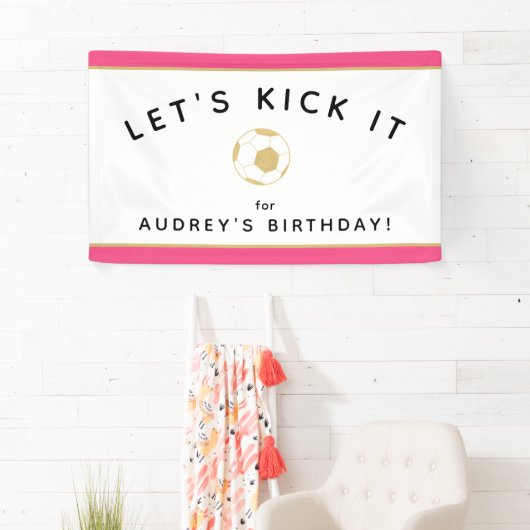 サッカーパーティーカスタムサイン金ゴールドピンクバナー 横断幕 (インサイチュ)