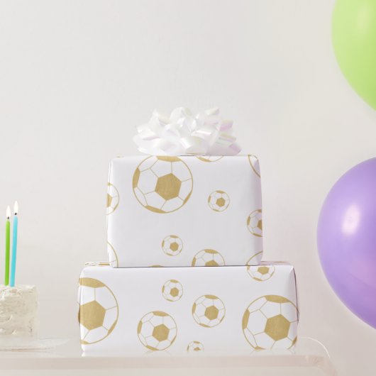 サッカーパーティーキッズ金ゴールド誕生日 ラッピングペーパー (パーティーギフト)