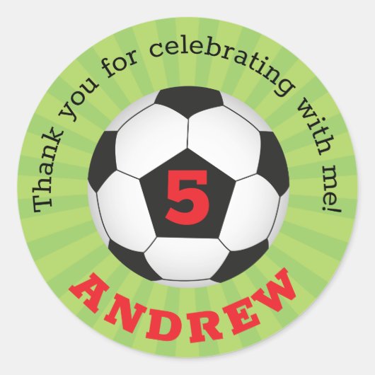 サッカーパーティーサンキューシール ラウンドシール (正面)