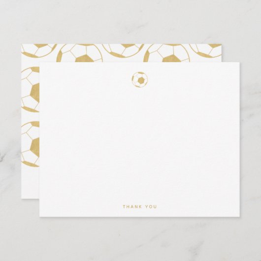 サッカーパーティーサンキュー金ゴールドノートカード サンキューカード (正面/裏面)