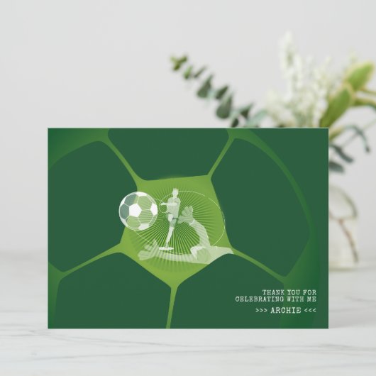 サッカーパーティースポーツゲーム日投球任意の年齢誕生日 サンキューカード (スタンド正面)