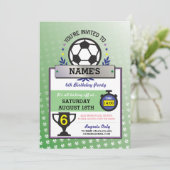 サッカーパーティースポーツ誕生日グリーン招待状 招待状 (スタンド正面)
