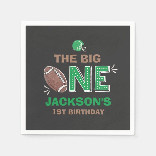 サッカーパーティーナプキンフットボール1st誕生日 スタンダードカクテルナプキン (正面)
