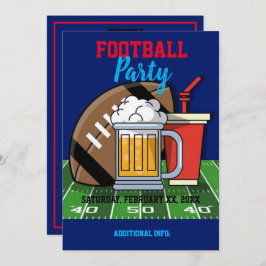 サッカーパーティーブルー 招待状