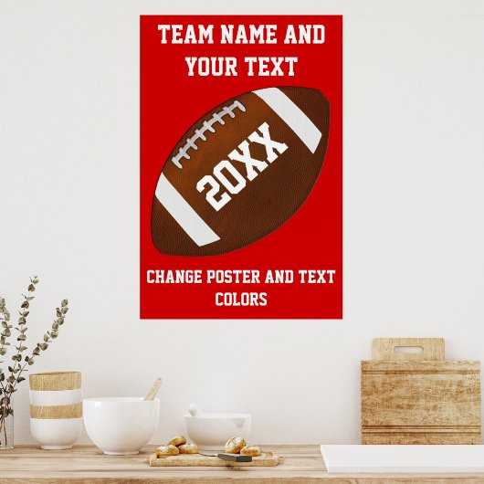 サッカーパーティーポスター、あなたの色、3文字ボックス ポスター (キッチン)