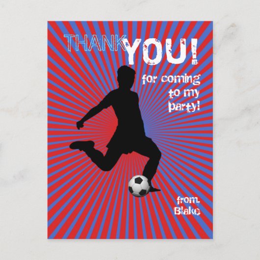 サッカーパーティー有難はがき – Boy Red ポストカード (正面)
