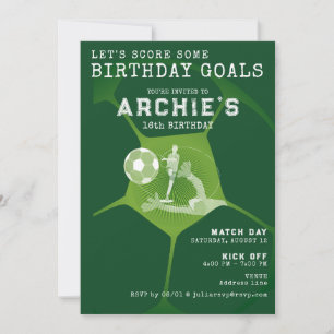 サッカーパーティー試合日ピッチ任意の年齢スポーツ誕生日 招待状