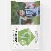 サッカーパーティー試合日ピッチ誕生日写真ウェルカム 横断幕 (縦)